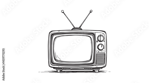 An old vintage retro tv line art showing classic media vibes