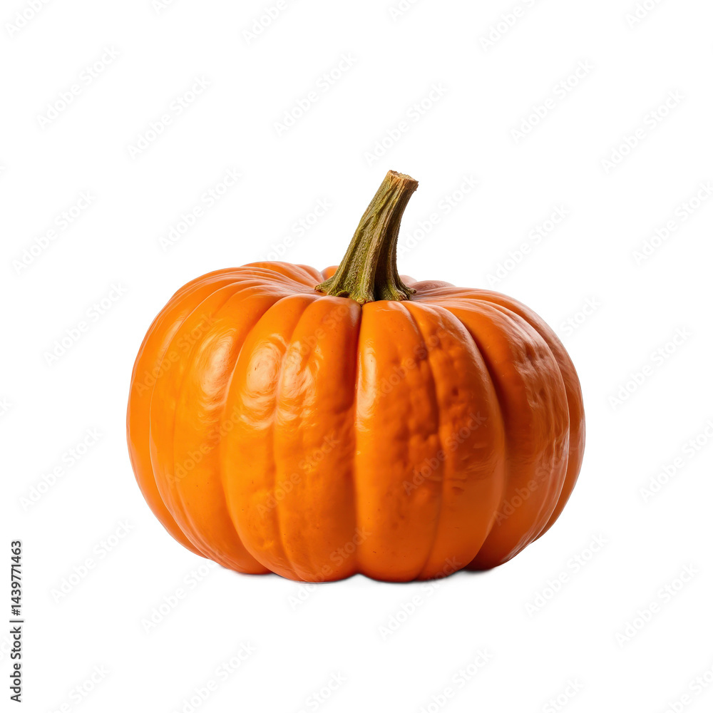 A vibrant orange pumpkin with a green stem, perfect for autumn decorations. A vibrant orange pumpkin with a green stem, perfect for autumn decorations.