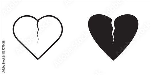 Broken heart / broken heart or divorce flat vector icon for apps and websites..Icon set.