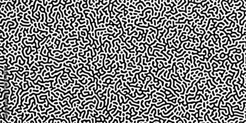 Organic seamless patterns with rounded lines Diffusion reaction background. Monochrome background of natural organic forms motion. Overlay template abstract Turing organic wallpaper background.