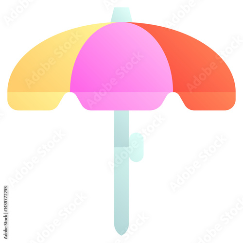 Beach umbrella. Editable vector icon, coloured.