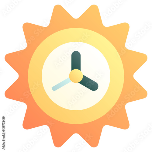 Peak sun hours. Editable vector icon, coloured.