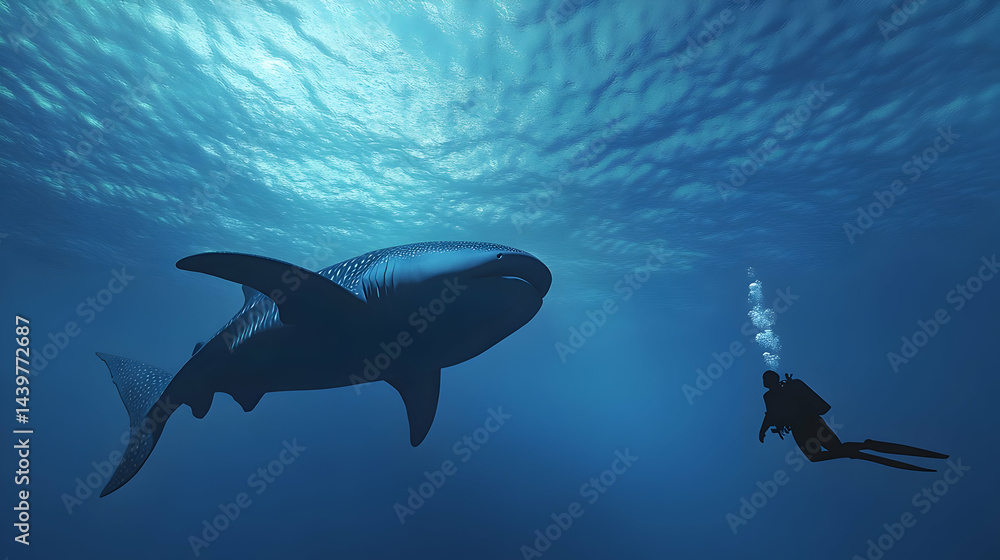 Obraz premium Majestic Whale Shark Encounter: An Underwater Adventure
