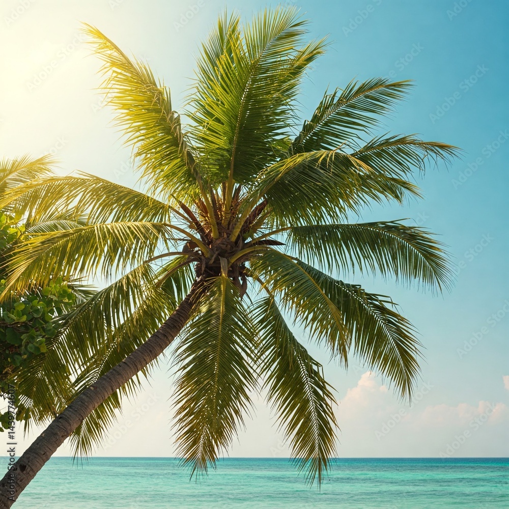 coconut palm tree on the beach coconut palm tree on the beach