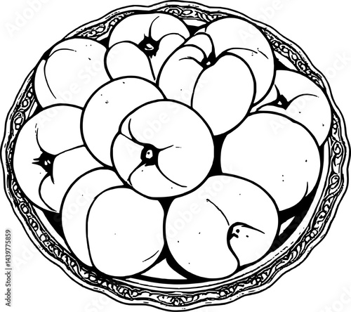 Fresh Apricots Neatly Arranged On An Ornate Silver Platter Isolated On White Background