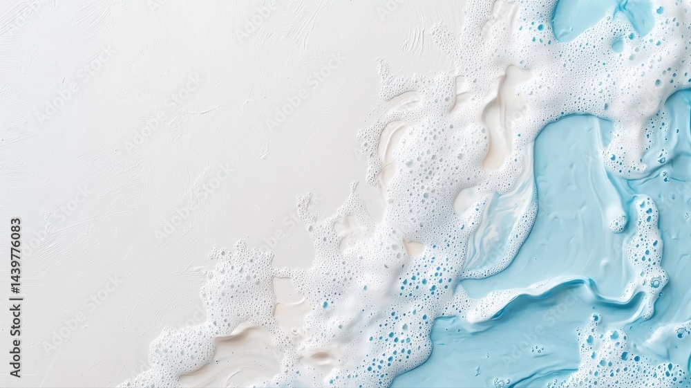 Naklejka premium Abstract Background with Light Blue Paint and White Foam abstract background texture surface white