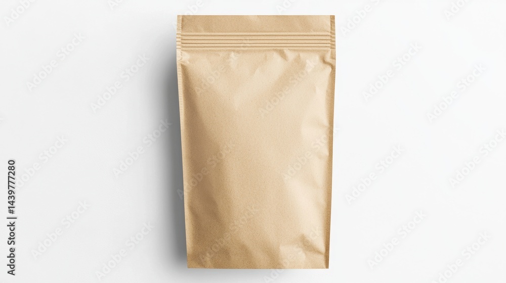 Brown kraft paper bag for packaging food products on a white background Brown kraft paper bag for packaging food products on a white background
