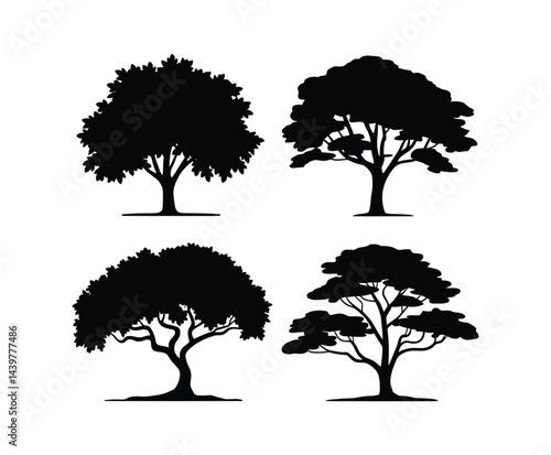 Elm Tree Silhouette Artwork Collection EPS Template