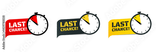 Last chance! stopwatch, last chance, running out time vector illustration