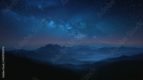Obraz na płótnie Dreamy Night Sky Over Mountainous Landscape with Starry Illumina w salonie