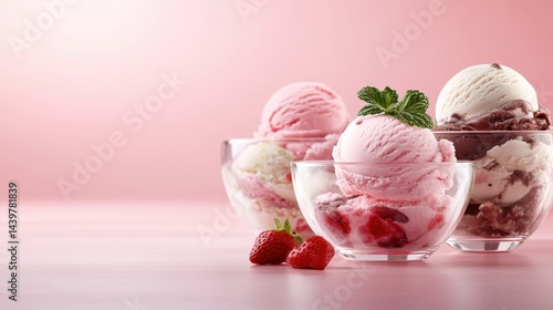 A delightful bowl of ice cream served with fresh strawberries, showcasing a perfect balance of sweetness and freshness for an enjoyable dessert experience.