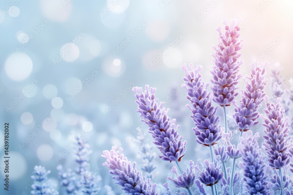 Obraz premium Lavender blossoms in a soft pastel background.
