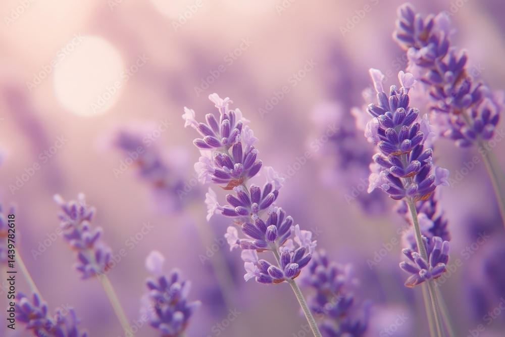 Fototapeta premium Delicate lavender blossoms in soft, pastel light.