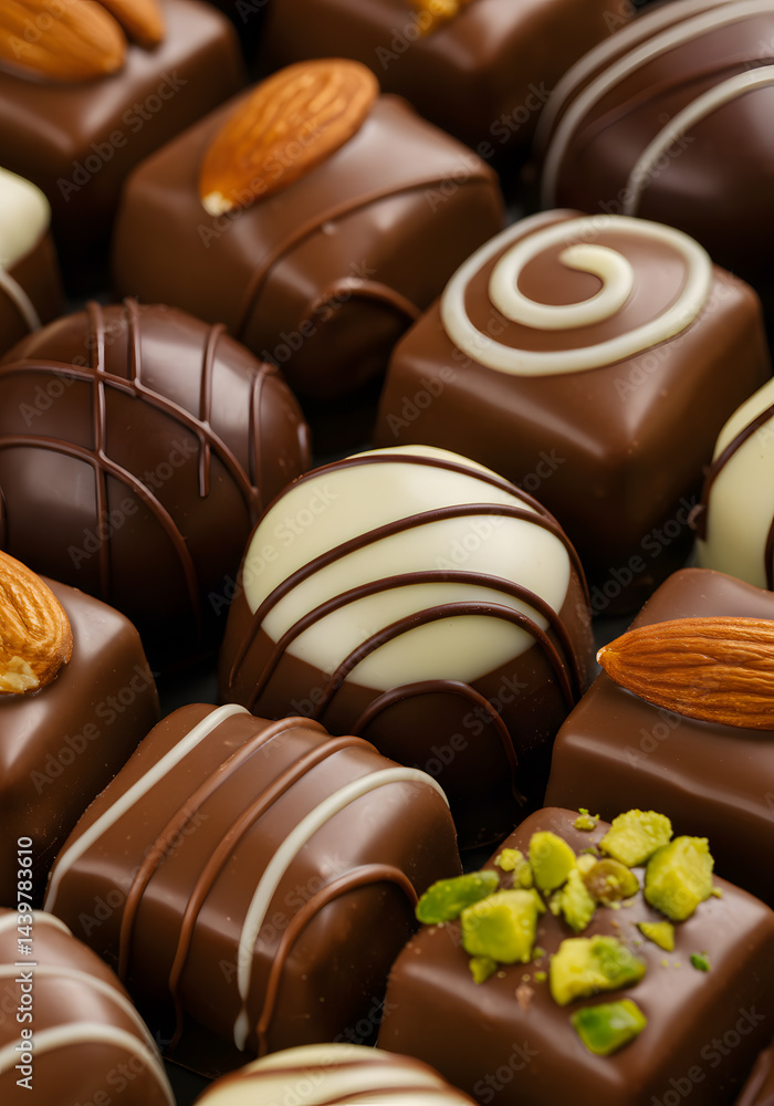 Obraz premium Super Closeup Belgian Pralines Intricate Details Glossy Textures