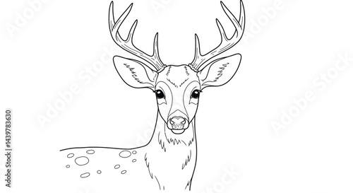 Peaceful Shy Deer with Antlers Coloring Art for Your Adult Relaxation