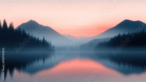 Wallpaper Mural Mountains at dusk with lake reflections Torontodigital.ca