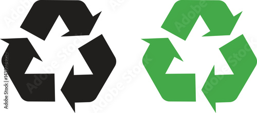 Black recycle, Green recycle or recycling arrows flat icon. Reusing symbols. Recycling label. Recycle badge, Recycling icons. Recycle, reuse and reduce icons. vector, illustration