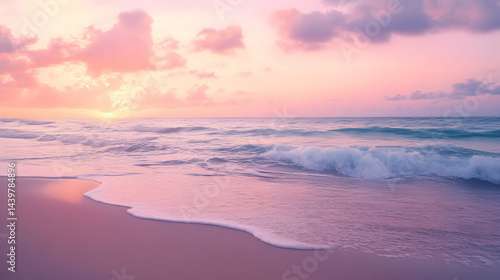 Pink Sunset on the Beach: Serene Seascape Photography