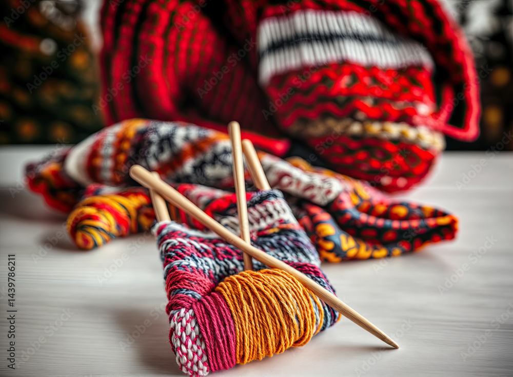 Colorful yarn and knitting needles, ready for a new project.