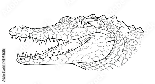 Detailed Crocodile Face Closeup Adult Coloring Template Design