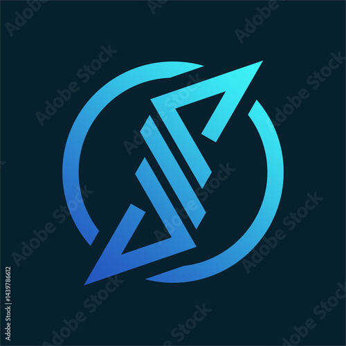 Creative Abstract S Monogram Logo with Directional Elements and Blue Orb