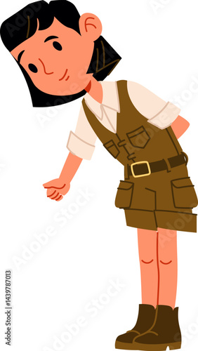 Young Explorer Girl Cartoon