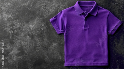 Bright purple polo shirt on a textured dark surface with a clean modern look