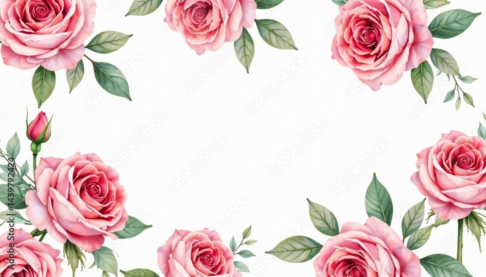 Delicate watercolor roses & leaves, repeat pattern, seamless, delicate, spring Delicate watercolor roses & leaves, repeat pattern, seamless, delicate, spring