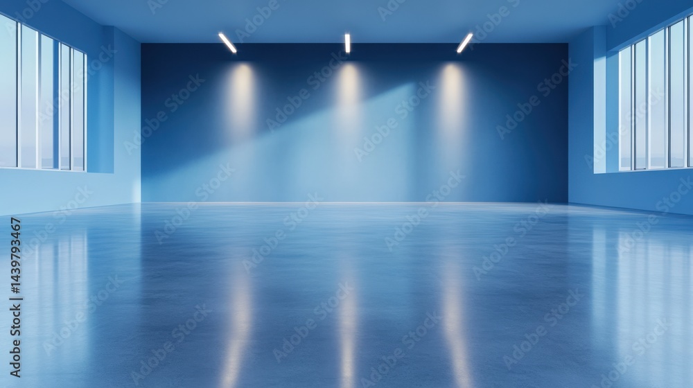Empty blue studio or office space Empty blue studio or office space