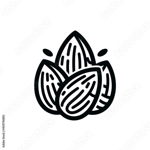 Almonds illustration, nutritious mood, culinary design, on white background, copy space