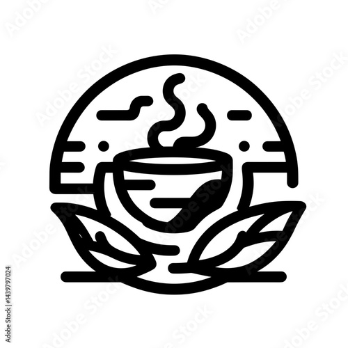 Tea cup illustration, soothing mood, wellness design, on white background, copy space