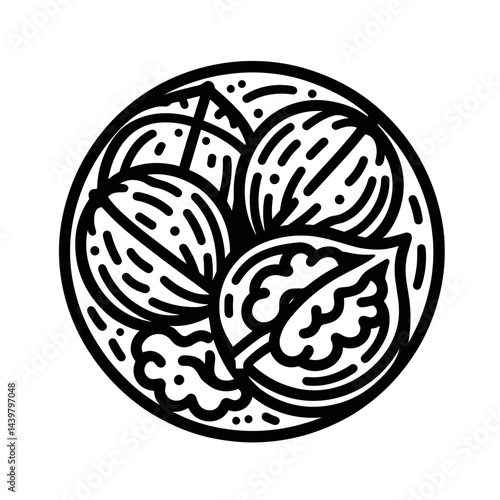 Mixed nuts illustration, wholesome mood, healthy design, on white background, copy space