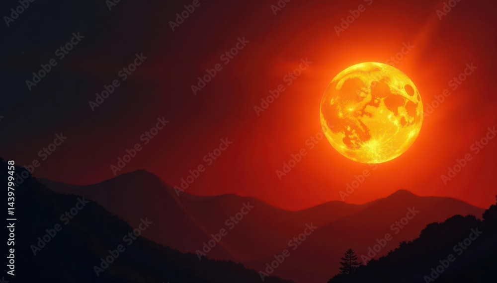 Fiery orange sun rays pierce inky blackness, intense light , photography, solar Fiery orange sun rays pierce inky blackness, intense light , photography, solar