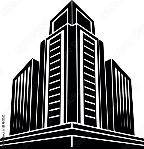 Urban Building Silhouette Vector | City Skyline, Skyscraper Shape & Architecture