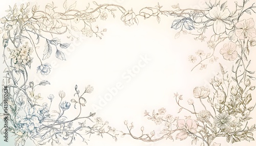 Obraz na płótnie Delicate floral design arranged with vines and blank center space w salonie