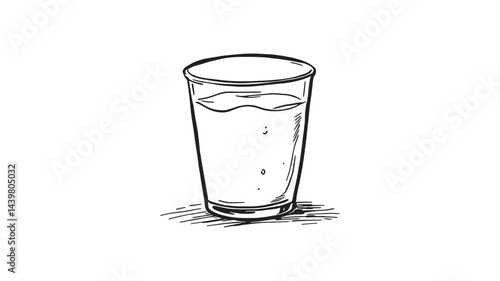 Fresh milk in the glass line art minimalistic drawing style