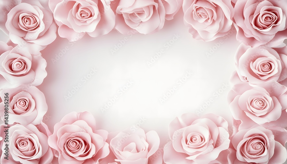 Delicate pink roses arranged as a beautiful floral frame