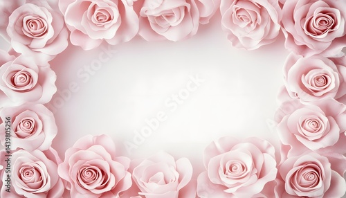 Obraz na płótnie Delicate pink roses arranged as a beautiful floral frame w salonie