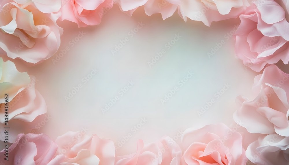 Beautiful soft pink roses border a blank inviting background space