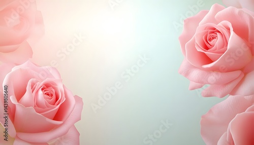 Obraz na płótnie Beautiful pink roses bloom against a soft pastel background elegantly w salonie