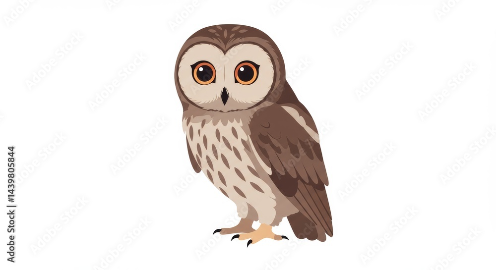 Fototapeta premium Stylized Minimalist Owl Illustration on White Background, Elegant Graphic Design