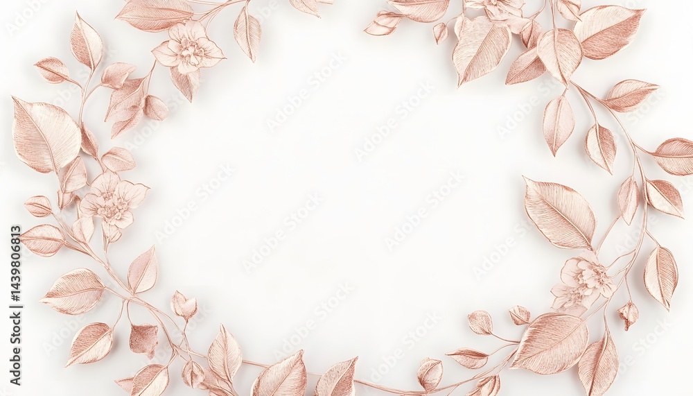 Elegant floral wreath composed of stylized flowers and detailed leaves