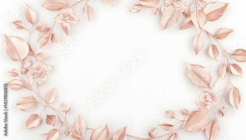 Obraz na płótnie Elegant floral wreath composed of stylized flowers and detailed leaves w salonie