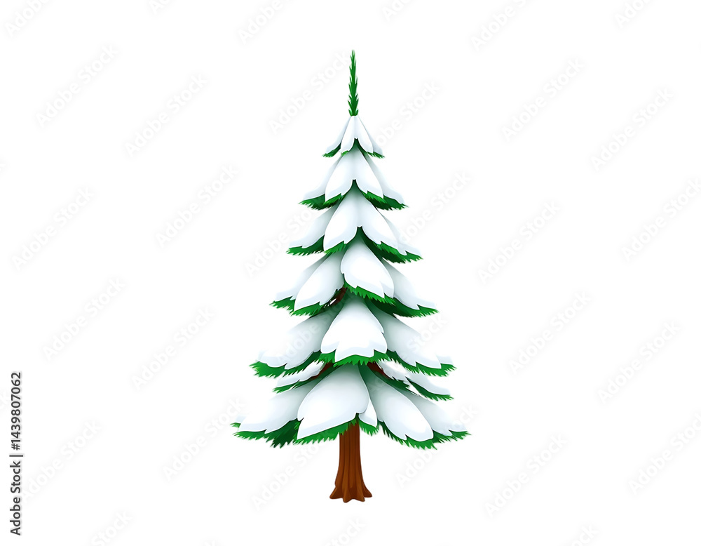 Fototapeta premium 3D Cartoon Christmas Tree with Snow