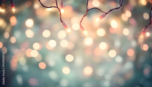 Warm glowing string lights illuminate a beautiful blurred background scene
