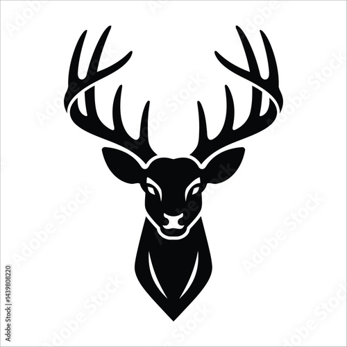 Silhouette of a deer head with prominent antlers, depicted in black against a white background.