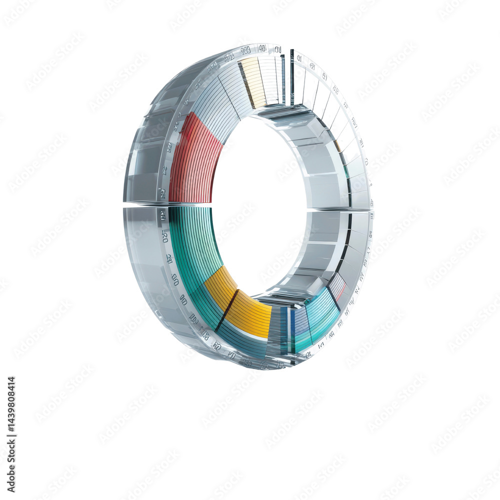 Naklejka premium 3D Abstract Ring Chart Data Visualization and Business Analytics Concept
