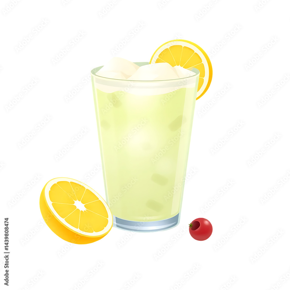 Refreshing Lemonade with Ice and Lemon Slices Refreshing Lemonade with Ice and Lemon Slices