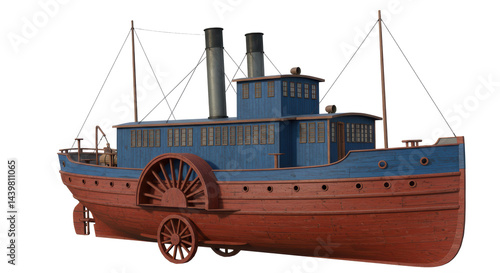 Isolated Paddle Steamer