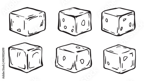 Ice cubes line art minimal design modern aesthetic simple style